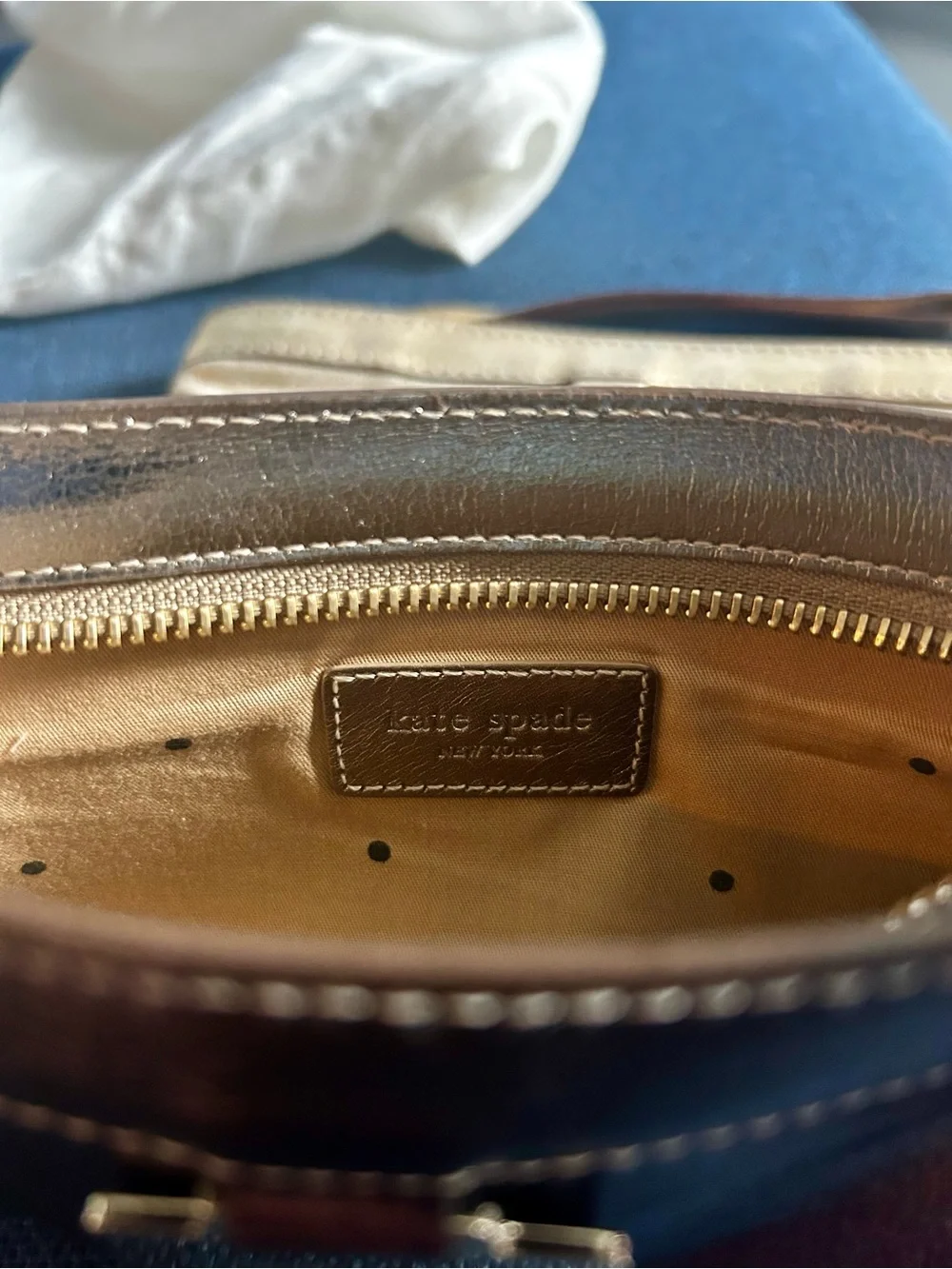 Kate Spade Gold and Bronze Leather Wristlet Duo